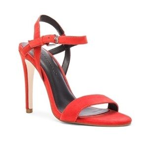 Rebecca Minkoff Rosie Heels 7 Red Lobster Kid Suede Cocktail Party Travel Luxury